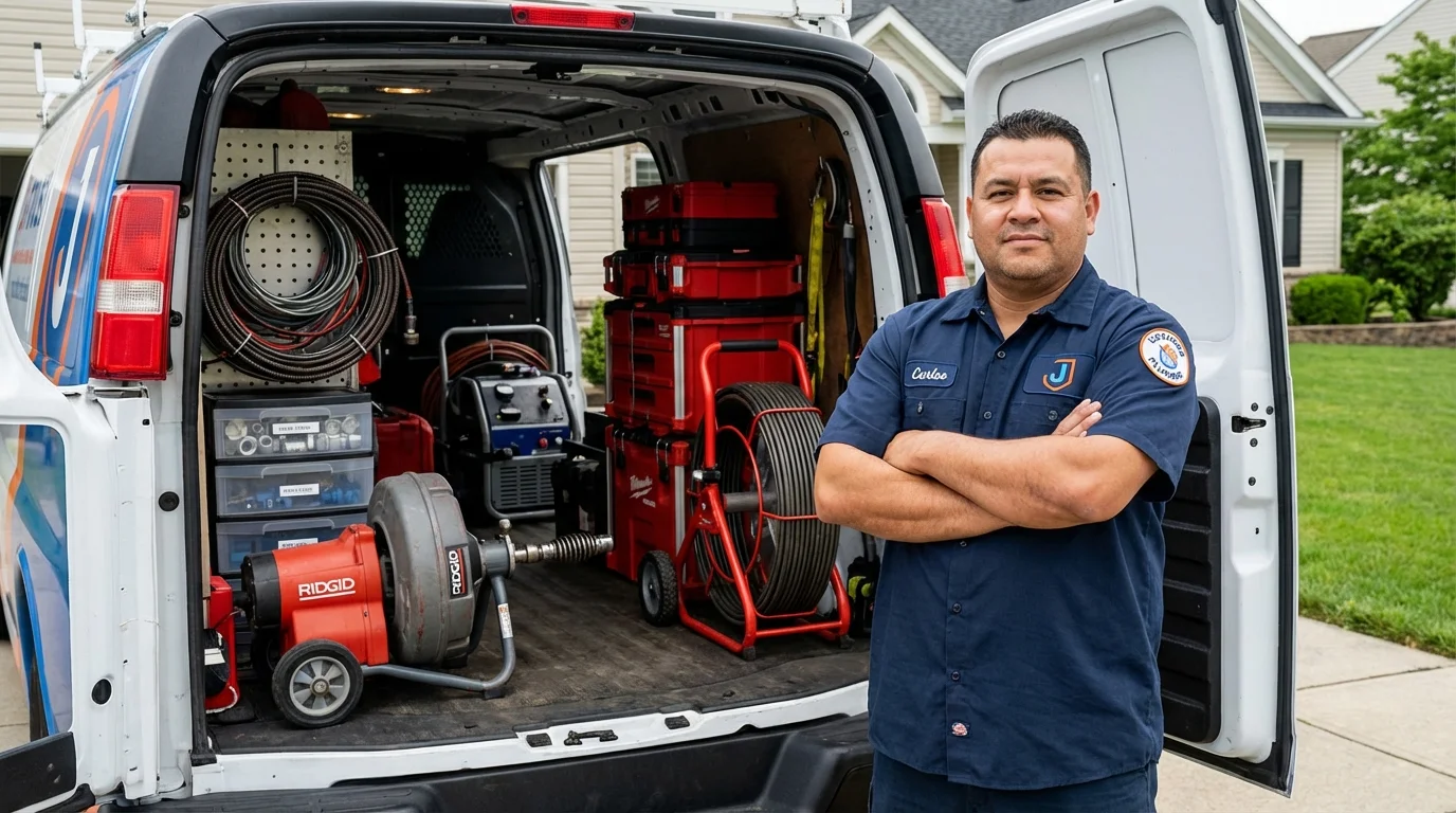 Professional drain cleaning equipment and Johns Plumbing LLC plumber in Guthrie