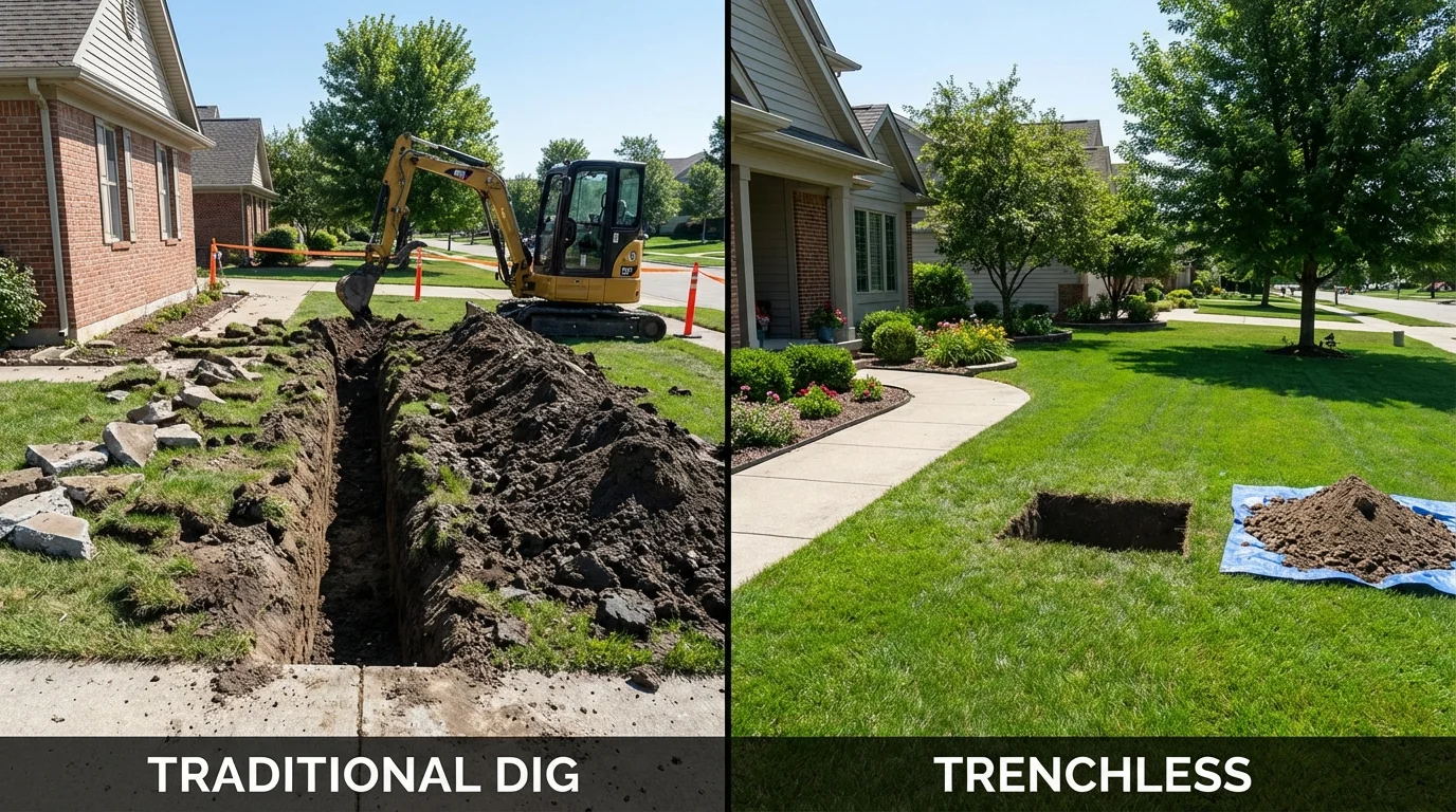 Trenchless sewer repair with minimal yard damage versus traditional excavation in Guthrie, OK